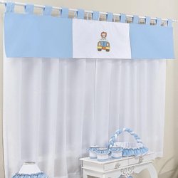 Cortina Para Quarto de Bebê Safari Azul 3 Peças 2,00M Cortina Para Quarto de Bebê Safari Azul 3 Peças 2,00M