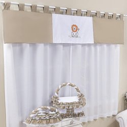 Cortina Quarto de Bebê Arca Bege 3 Peças Cortina Quarto de Bebê Arca Bege 3 Peças