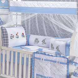Kit Berço Ursinhos Atletas Azul 9 Peças 100% Algodão Kit Berço Ursinhos Atletas Azul 9 Peças 100% Algodão