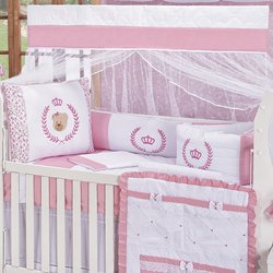 Kit de Berço Americano Princesa Lori Rosa 9 Peças 100% Algodão Kit de Berço Americano Princesa Lori Rosa 9 Peças 100% Algodão