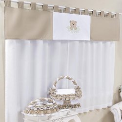 Cortina Para Quarto de Bebê Urso Flofi Bege 3 Peças 2,00M Cortina Para Quarto de Bebê Urso Flofi Bege 3 Peças 2,00M