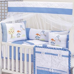 Kit Berço Pipa Azul 9 Peças 100% Algodão Kit Berço Pipa Azul 9 Peças 100% Algodão