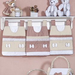 Porta Fraldas Varão Aurora Rosê 3 Peças Porta Fraldas Varão Aurora Rosê 3 Peças