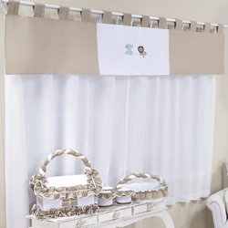 Cortina Para Quarto de Bebê Recanto Bege 3 Peças 2,00M Cortina Para Quarto de Bebê Recanto Bege 3 Peças 2,00M
