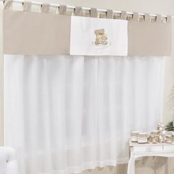 Cortina Quarto de Bebê Urso Charmoso Bege 3 Peças Cortina Quarto de Bebê Urso Charmoso Bege 3 Peças