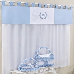 Cortina Para Quarto de Bebê Príncipe Duque Azul 3 Peças 2,00M Cortina Para Quarto de Bebê Príncipe Duque Azul 3 Peças 2,00M