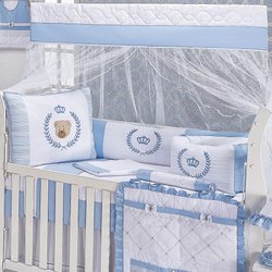 Kit de Berço Americano Príncipe Duque Azul 9 Peças 100% Algodão Kit de Berço Americano Príncipe Duque Azul 9 Peças 100% Algodão