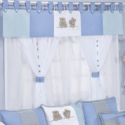 Cortina Para Quarto de Bebê Ursos Friends Azul 2,00M Cortina Para Quarto de Bebê Ursos Friends Azul 2,00M