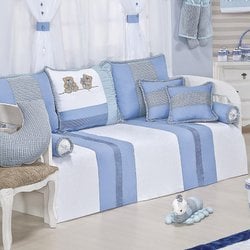 Kit Cama Babá Ursos Friends Azul 10 Peças 100% Algodão Kit Cama Babá Ursos Friends Azul 10 Peças 100% Algodão