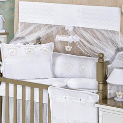 Kit de Berço Americano Diamante Branco 9 Peças 100% Algodão Kit de Berço Americano Diamante Branco 9 Peças 100% Algodão