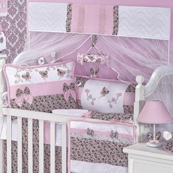 Kit de Berço Americano Delicate Rosa 9 Peças 100% Algodão Kit de Berço Americano Delicate Rosa 9 Peças 100% Algodão
