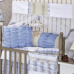 Kit Berço King Blue Bege 9 Peças 100% Algodão Kit Berço King Blue Bege 9 Peças 100% Algodão