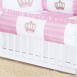 Saia de Berço Coroa Rosa Branco 2 Lados Saia de Berço Coroa Rosa Branco 2 Lados