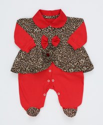 Macacão de Bebê Oncinha Vermelho Manga Longa 2 Peças Macacão de Bebê Oncinha Vermelho Manga Longa 2 Peças