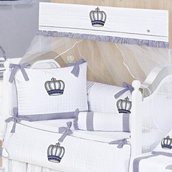 Kit de Berço Realeza Marinho 9 Peças 100% Algodão Kit de Berço Realeza Marinho 9 Peças 100% Algodão