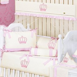 Kit Berço Realeza Rosa 9 Peças 100% Algodão Kit Berço Realeza Rosa 9 Peças 100% Algodão
