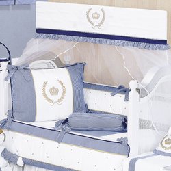 Kit de Berço Majestade Marinho 9 Peças 100% Algodão Kit de Berço Majestade Marinho 9 Peças 100% Algodão