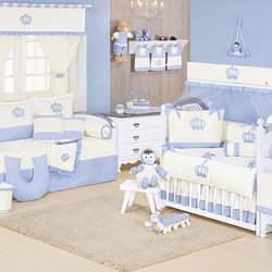 Quarto Bebê Completo Realeza Azul 100% Algodão Quarto Bebê Completo Realeza Azul 100% Algodão