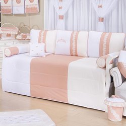 Kit Cama Babá Sonho de Princesa Salmão 7 Peças 100% Algodão Kit Cama Babá Sonho de Princesa Salmão 7 Peças 100% Algodão
