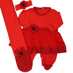 Saída de Maternidade Joaninha Chic Vermelha 3 Peças Saída de Maternidade Joaninha Chic Vermelha 3 Peças