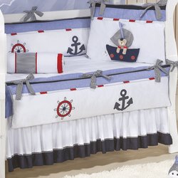Saia de Berço Urso Veleiro Branco-Azul Saia de Berço Urso Veleiro Branco-Azul