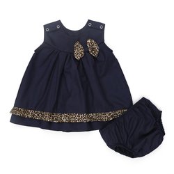 Vestido + Calcinha Bebê Menina Oncinha Marinho Vestido + Calcinha Bebê Menina Oncinha Marinho
