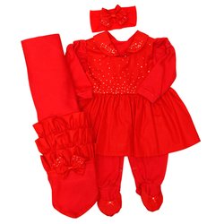 Saída de Maternidade Belinha Vermelho 4 Peças Saída de Maternidade Belinha Vermelho 4 Peças