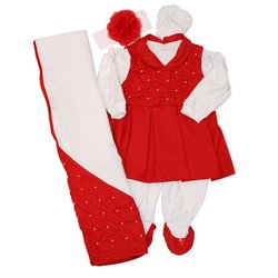 Saída de Maternidade Sofia Vermelho - Branco 5 Peças Saída de Maternidade Sofia Vermelho - Branco 5 Peças