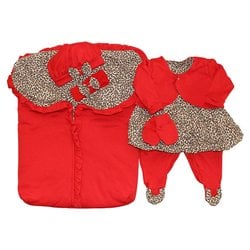 Saída de Maternidade Oncinha Glamour Vermelho 6 Peças Suedine Saída de Maternidade Oncinha Glamour Vermelho 6 Peças Suedine