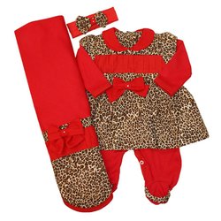 Saída de Maternidade Oncinha Charmosa Vermelho 3 Peças Saída de Maternidade Oncinha Charmosa Vermelho 3 Peças