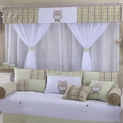 Cortina Quarto Bebê Urso Baby Verde 2,20M Cortina Quarto Bebê Urso Baby Verde 2,20M