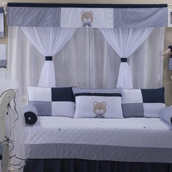Cortina Quarto Bebê Urso Baby Marinho 2,20M Cortina Quarto Bebê Urso Baby Marinho 2,20M