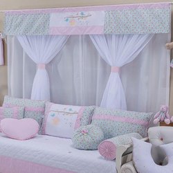Cortina Quarto Bebê Birds Rosa 2,20M Cortina Quarto Bebê Birds Rosa 2,20M