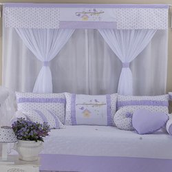 Cortina Quarto Bebê Birds Lilás 2,20M Cortina Quarto Bebê Birds Lilás 2,20M