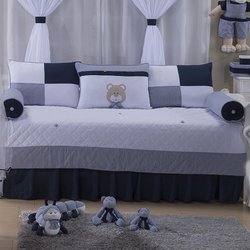 Kit Cama Babá Urso Baby Marinho 6 Peças Bebê Menino 100% Algodão Kit Cama Babá Urso Baby Marinho 6 Peças Bebê Menino 100% Algodão