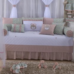 Kit Cama Babá Ursa Baby Rosa 6 Peças Bebê Menina 100% Algodão Kit Cama Babá Ursa Baby Rosa 6 Peças Bebê Menina 100% Algodão