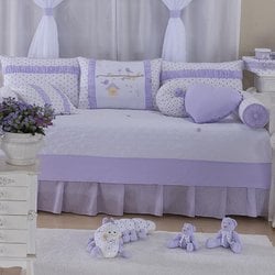 Kit Cama Babá Birds Lilás 6 Peças Bebê Menina 100% Algodão Kit Cama Babá Birds Lilás 6 Peças Bebê Menina 100% Algodão