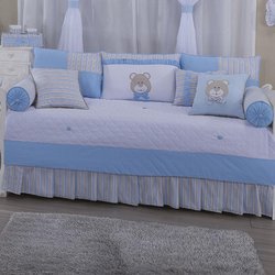 Saia Para Cama Babá Urso Baby Azul 1 Lado 100% Algodão Saia Para Cama Babá Urso Baby Azul 1 Lado 100% Algodão