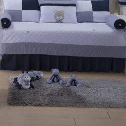 Saia Para Cama Babá Urso Baby Marinho 1 Lado 100% Algodão Saia Para Cama Babá Urso Baby Marinho 1 Lado 100% Algodão