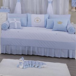Saia Para Cama Babá Príncipe Azul 100% Algodão Saia Para Cama Babá Príncipe Azul 100% Algodão