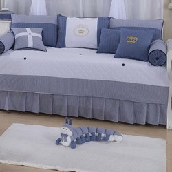 Saia Para Cama Babá Príncipe Marinho 1 Lado 100% Algodão Saia Para Cama Babá Príncipe Marinho 1 Lado 100% Algodão