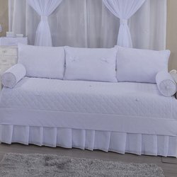 Saia Para Cama Babá Laços Branco 1 Lado 100% Algodão Saia Para Cama Babá Laços Branco 1 Lado 100% Algodão