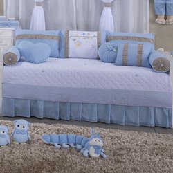Saia Para Cama Babá Birds Azul 1 Lado 100% Algodão Saia Para Cama Babá Birds Azul 1 Lado 100% Algodão