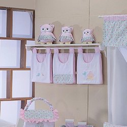 Porta Fraldas Para Varão Birds Rosa 3 Peças Porta Fraldas Para Varão Birds Rosa 3 Peças