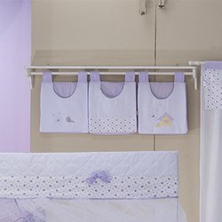 Porta Fraldas Para Varão Birds Lilás 3 Peças Porta Fraldas Para Varão Birds Lilás 3 Peças