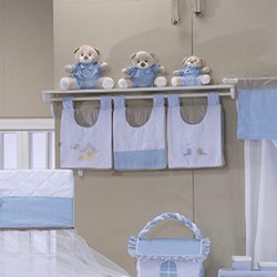 Porta Fraldas Para Varão Birds Azul 3 Peças Porta Fraldas Para Varão Birds Azul 3 Peças