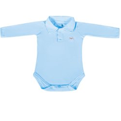 Body Bebê Clássico Pólo Azul Manga Longa - G Body Bebê Clássico Pólo Azul Manga Longa - G