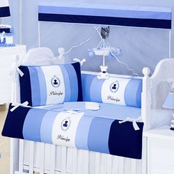 Kit Berço Urso Rei Azul 8 peças 100% algodão Kit Berço Urso Rei Azul 8 peças 100% algodão