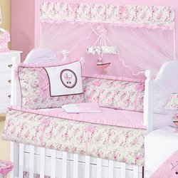 Kit Berço Bebê Rosa 100% algodão 9 peças Kit Berço Bebê Rosa 100% algodão 9 peças