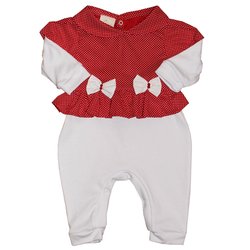 Macacão Bebê Menina Gigi Poá Vermelho Macacão Bebê Menina Gigi Poá Vermelho